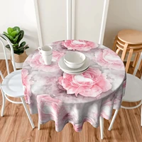 roses watercolor floral pink tablecloth round 60 inch table cover wrinkle resistant waterproof for picnic outdoor table cloth