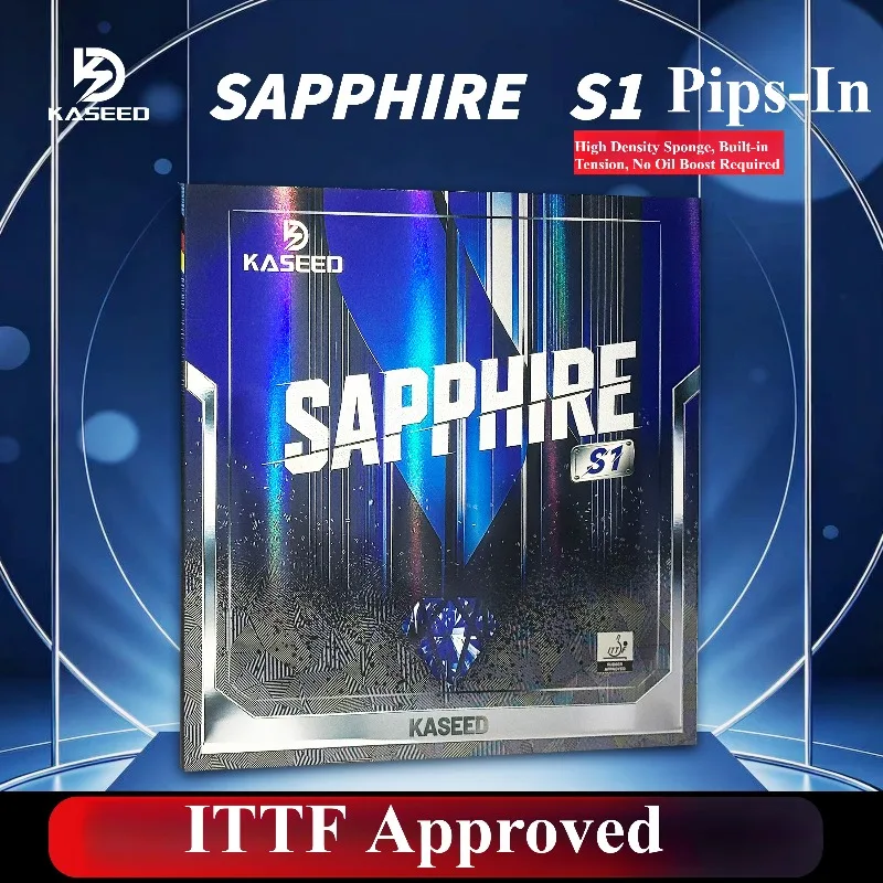 Фото Накладка для настольного тенниса KASEED SAPPHIRE S1, синяя, с губкой высокой плотности, одобренная ITTF, для топспинов и быстрой атаки №1