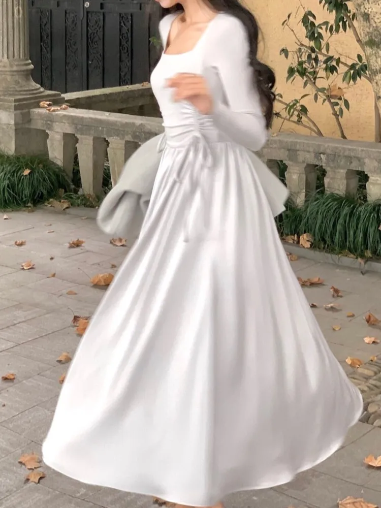 Женское платье с длинным рукавом элегантное и шикарное повседневное