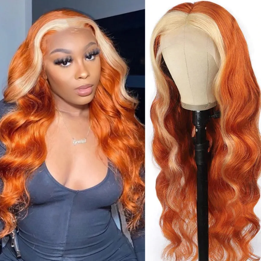 

Ginger Orange Highlight Wig Synthetic Lace Wigs for Women Glueless Hairline Pre Plucked Wig Heat Resistant Fiber Cosplay