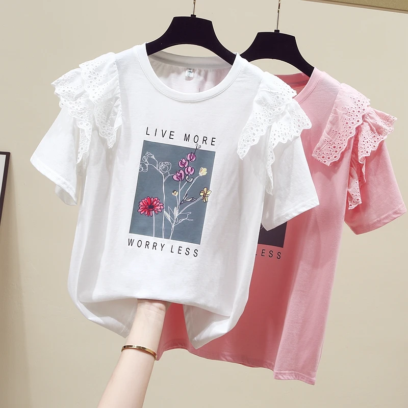 

Short sleeve T-shirt summer dress lace falbala feifei years new sweet old fashion beautiful coat