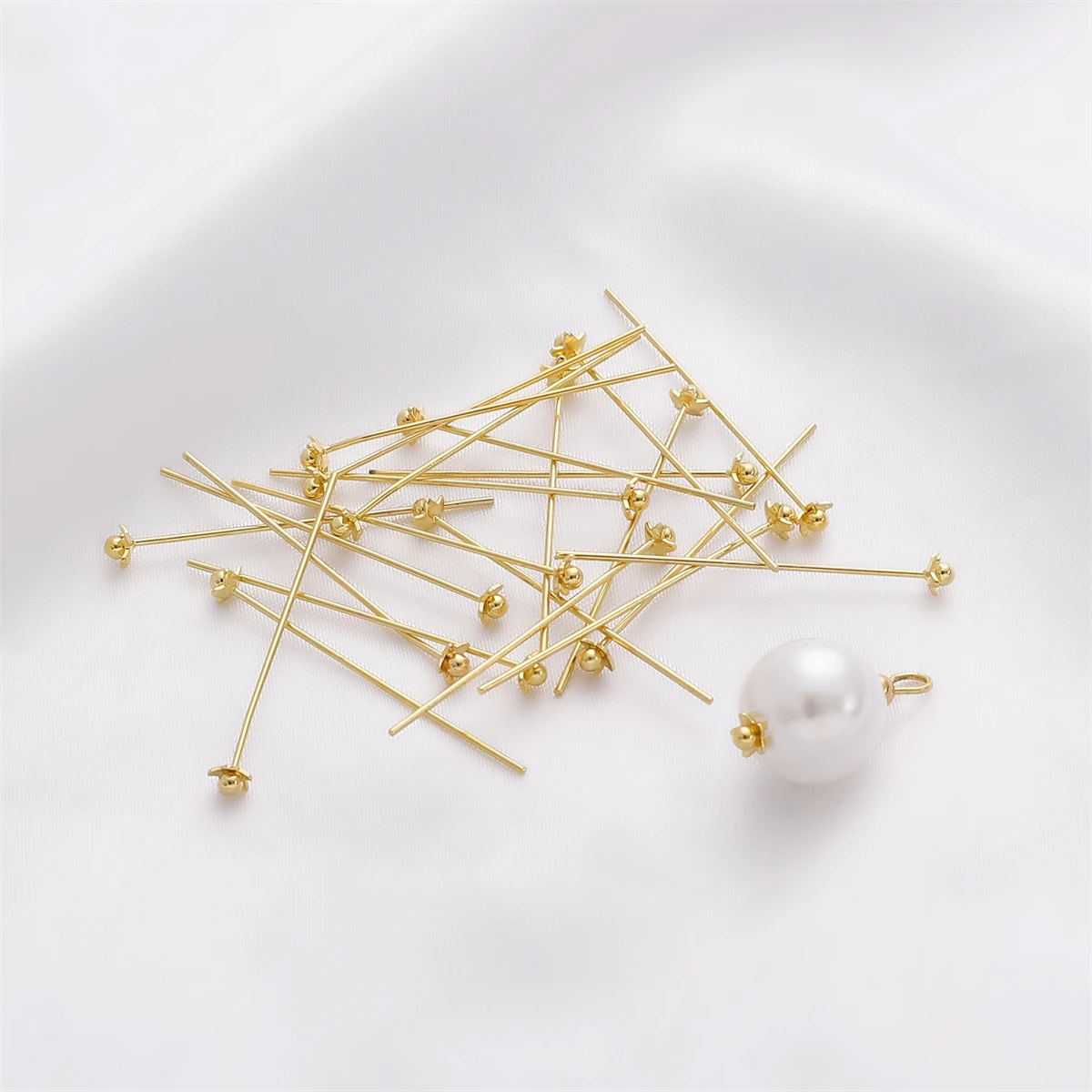 

2-10pcs 14K Gold Plated 0.6*30mm Brass Flower Head Pin Ball Pins for Handmade Jewelry Making Accessories Beading Pins for DIY