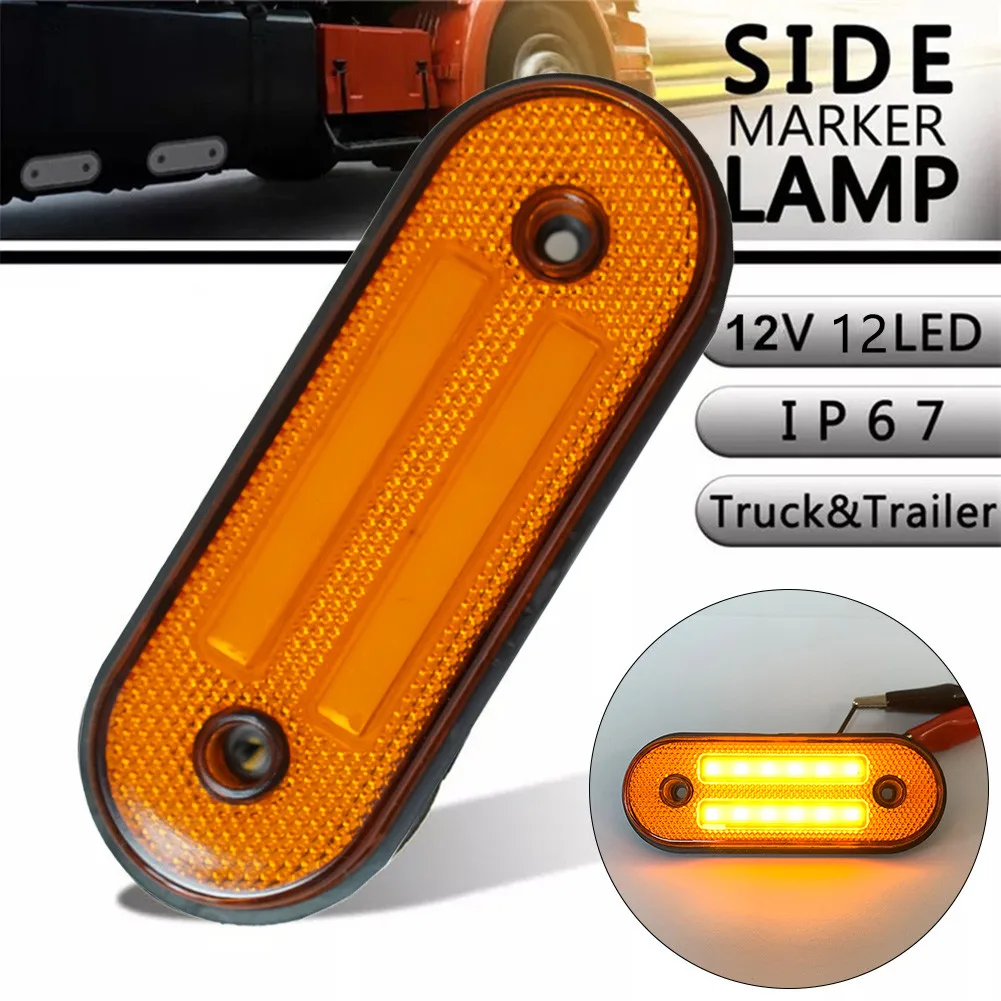 

12 LED Oval Marker Side Lights Trailer Truck Lorry Indicator Lamps 12-24V IP67 Side Marker Light Car Lights