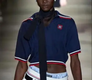 

125795 Luxury Designer Clothes Fashion Classic Trendy Catwalk Style Polo Collar Naval Wind Short Knit