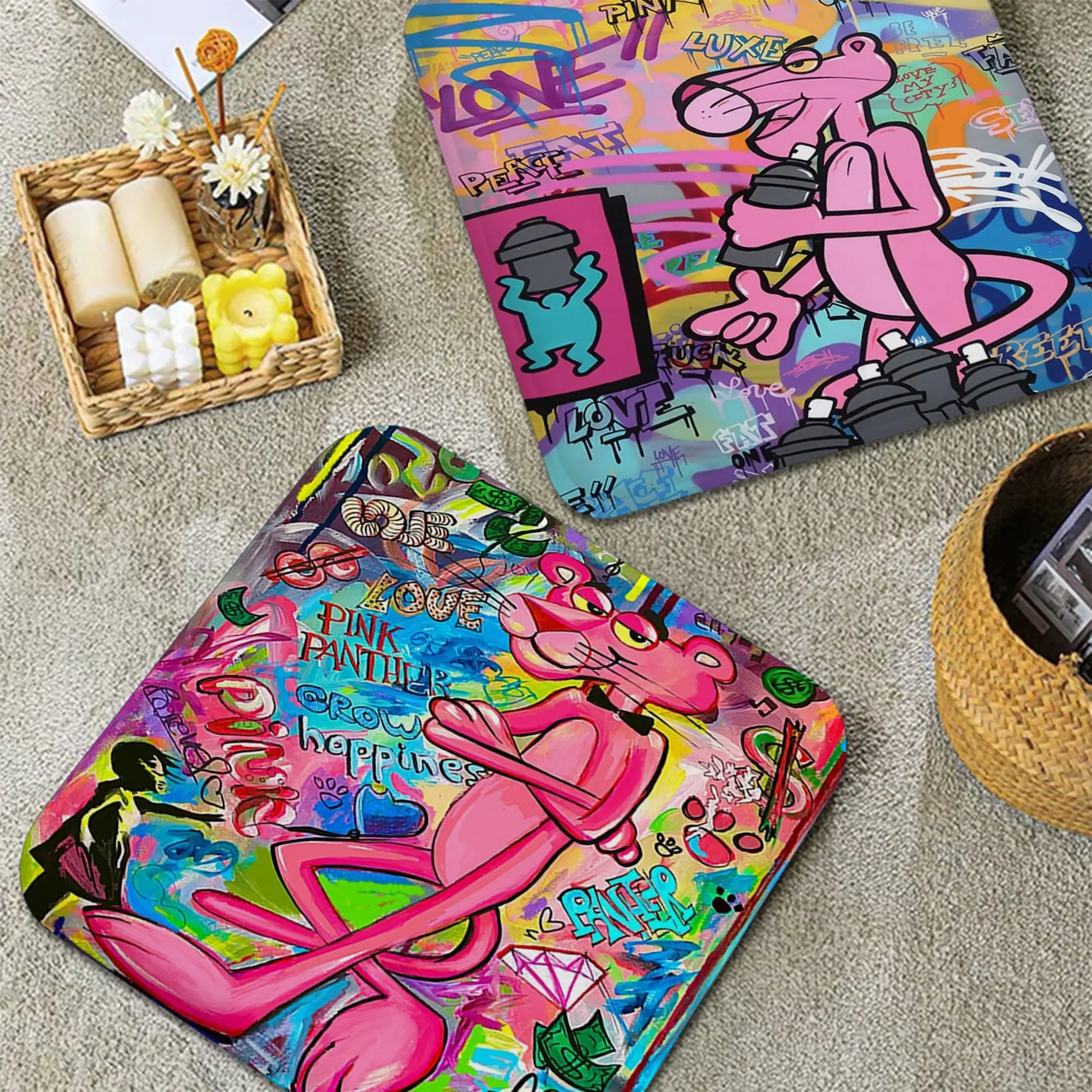 

Pink Panther Prints Graffiti Art Chair Mat Soft Pad Seat Cushion For Dining Patio Home Office Indoor Outdoor Cushions Home