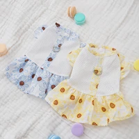classic mesh dog clothes can be pulled pet dress summer teddy breathable clothes puppy princess skirt pet sun protection clothin
