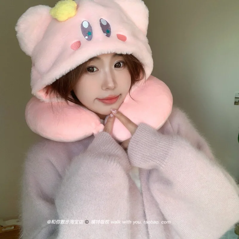 Miniso плюшевый Кирби U-образная Шейная Подушка с капюшоном Kirby Удобная