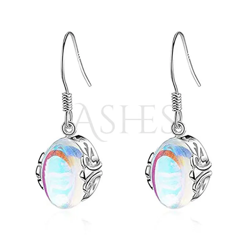 

Trendy Creative Color Moonstone Stud Earrings for Women's Retro Crystal Circular Jewelry Accessories Drop Earrings Fashion 2021