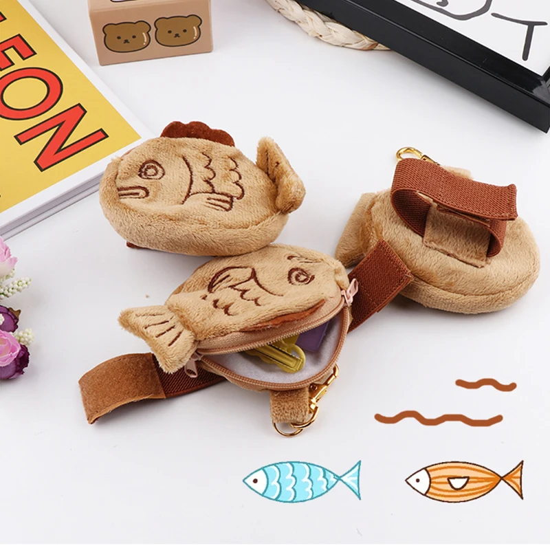 

Cute Plush Snapper Fish Doll Coin Purse New Japan Style Wrist Bag Key Mini Cute Zipper Girl Coin Wallet Earphone Bag KeyChain
