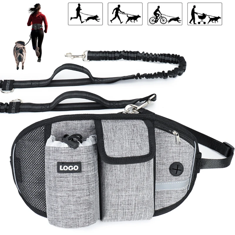 

Outdoor Dog Walking Waist Bag With Reflective Elastic Traction Rope Pet Waist Bag Multifunctional Running Training Traction Rope