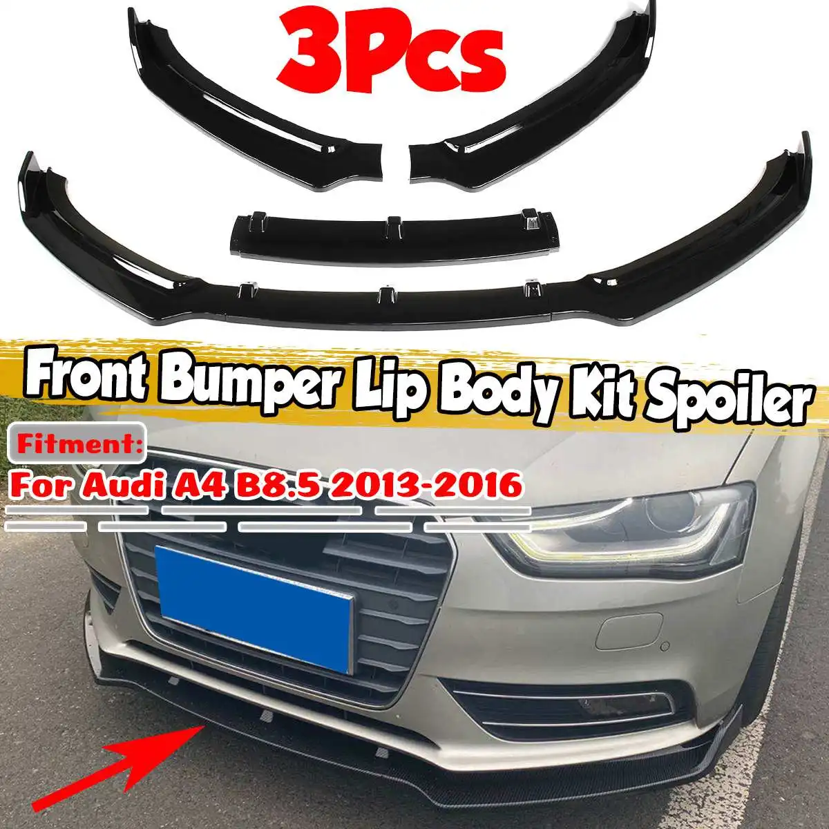 

3 шт., сплиттер для переднего бампера Audi A4 B8.5 2013-2016