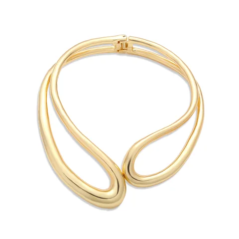 Металлическое ожерелье ZAA, винтажное толстое ожерелье золотого цвета, чокер для женщин 2024, трендовая бижутерия в стиле панк, хип-хоп, аксессуары для шеи