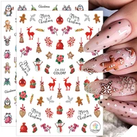 cartoon christmas nail art stickers winter nail decals santa claus elk snowman nail stickers for nail art supplies nail decor