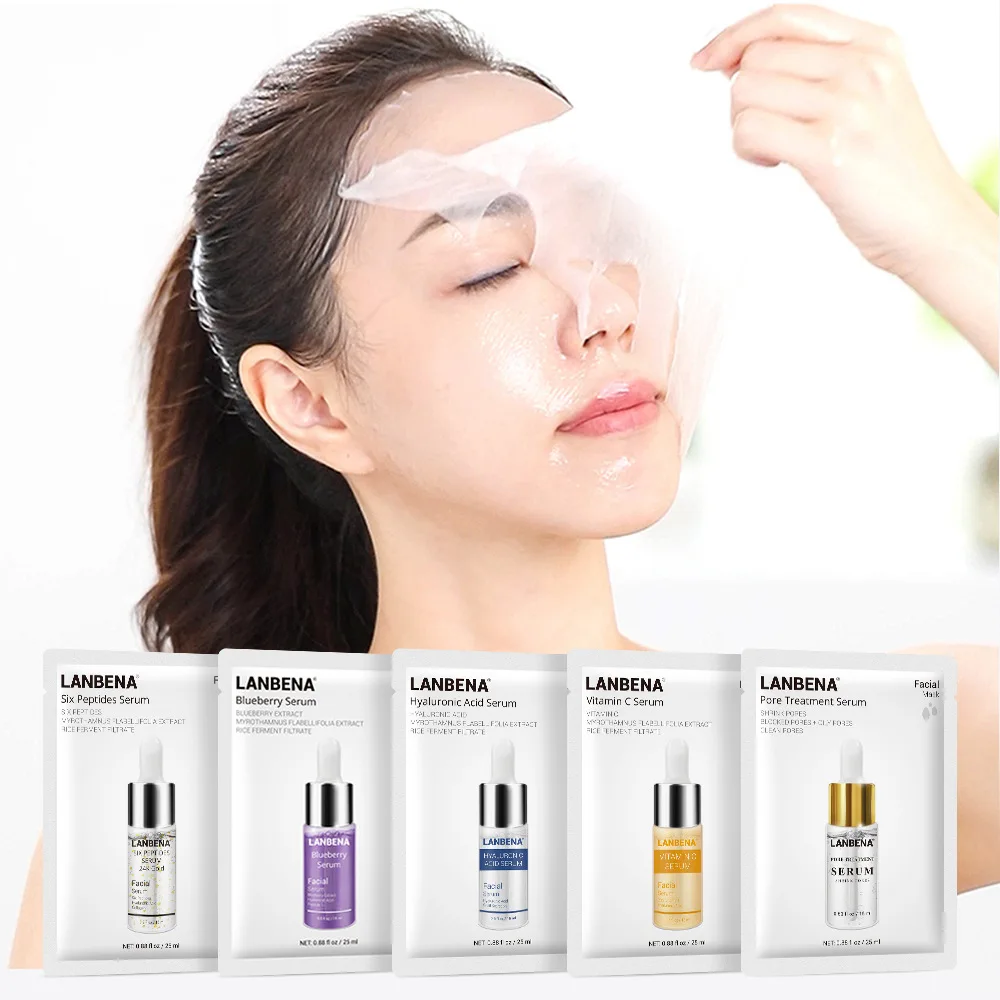 

LANBENA Facial Mask Serum Sheet Mask Acne Treatment Shrink Pore VC Whitening Hyaluronic Acid Moisturizer Anti Acne Oil Control