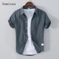 men short sleeve tops solid model shirt lepal collar blouse 2022 single breasted summer casual shirt clothing