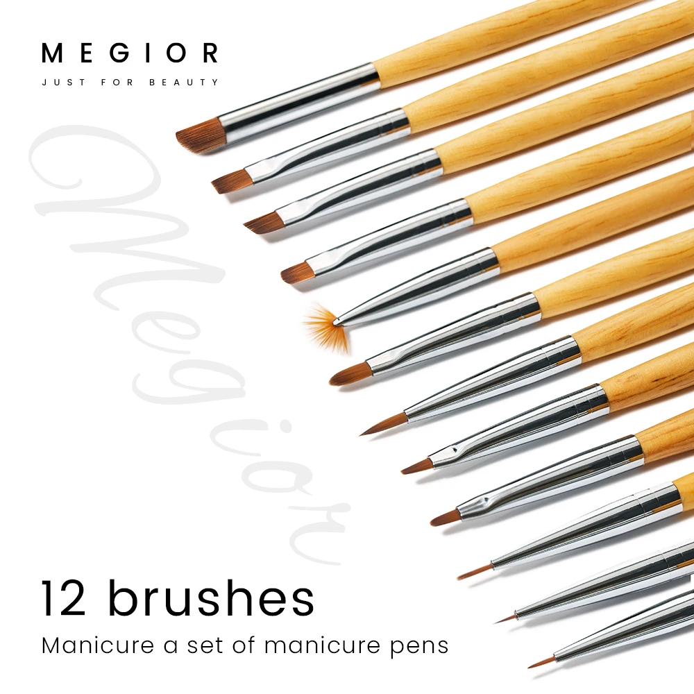 

MEGIOR 1PC Nail Brush For Manicure Acrylic UV Gel Extension Pen Nail Polish Painting Drawing Brush Liner Nails Design&DIY Tools