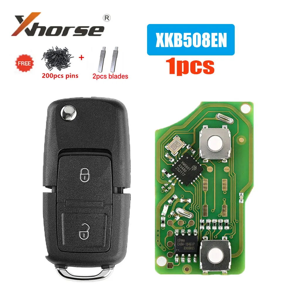 

1PCS Xhose XKB508EN Universal Wire Remote Key B5 Style 2 Buttons Car Key for VVDI Key Tool VVDI2 Car Remote Key with Blades Pins