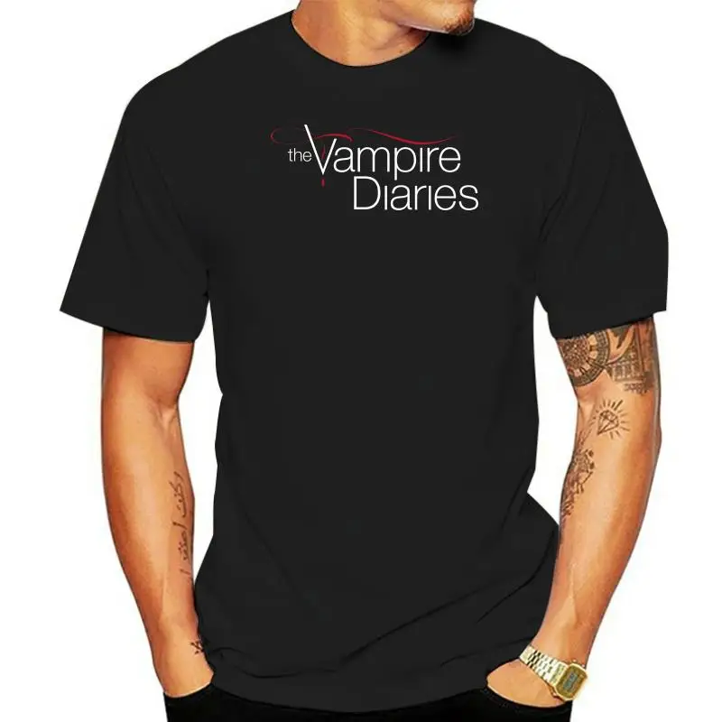 

NEW THE VAMPIRE DIARIES TV MOVIE COVER BLACK WHITE SHIRT SIZE USA S-3XL HA1 Cool Slim Fit Letter Printed top tee