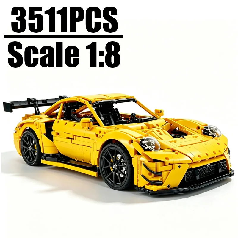 Фото Новый конструктор MOC-182607: Суперкар 992GT3R, масштаб 1:8, гоночная модель, сборная модель автомобиля, игрушка из строительных блоков, подарок на день рождения №1