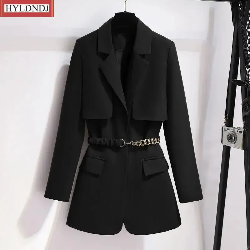 2023 New Design Sense Niche Loose Belt Suit Jacket Waist Windbreaker Female Blazer with Lining Trend Street Women Fashion Blazer