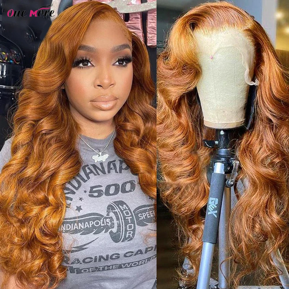 30 inch Ginger Brown Body Wave Lace Front Wig Colored Lace Front Human Hair Wigs 4x4 Closure Wig 250 Density Human Hair Wig