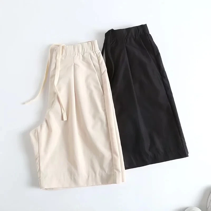 Maxdutti Japanese Style Fashion Simple High Waist Harem Quick Drying Loose Bermuda Casual Shorts Women