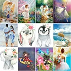 Алмазная 5D картина сделай сам, мультяшная девушка, животное, кот, слон, полная Алмазная вышивка, мозаика крест с ангелами, Набор для вышивки, домашний декор