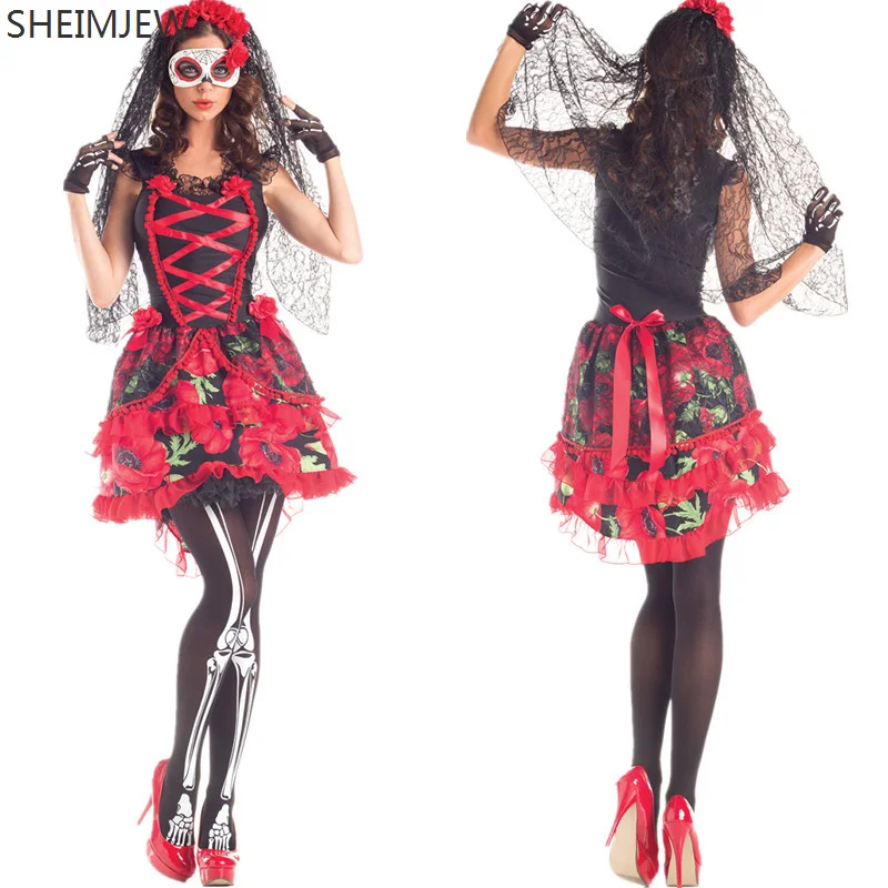Новинка платье для невесты с призраками косплея взрослых женщин Мексиканский