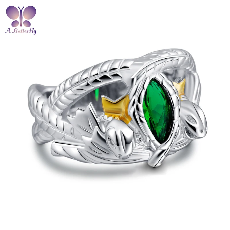 

AButterfly 100% 925 пробы посеребренное кольцо из белого золота Aragorn двойное кольцо змея мужские изысканные ювелирные изделия оптом