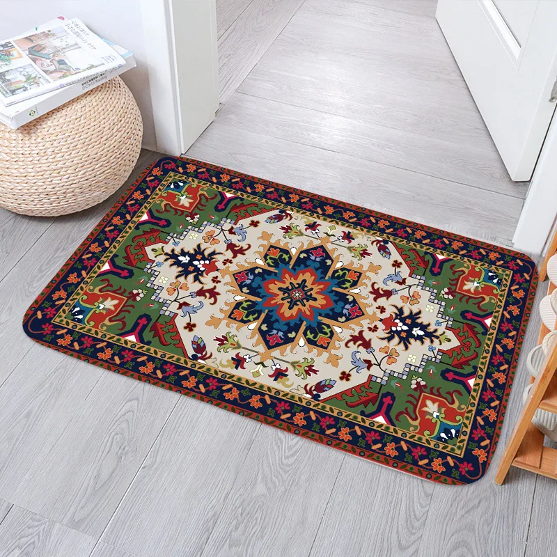 

Vintage Grid Floral Pattern Print Fashion Corridor Floor Mat House Entrance Floor Mat Furniture Decorations Floor Mats Floor Mat