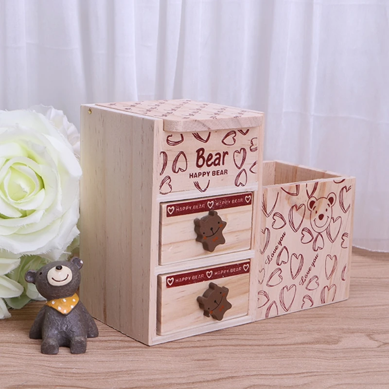 

Настольный ящик для хранения A9LC, маленький медведь, ящик для держателя чехла, органайзер для макияжа