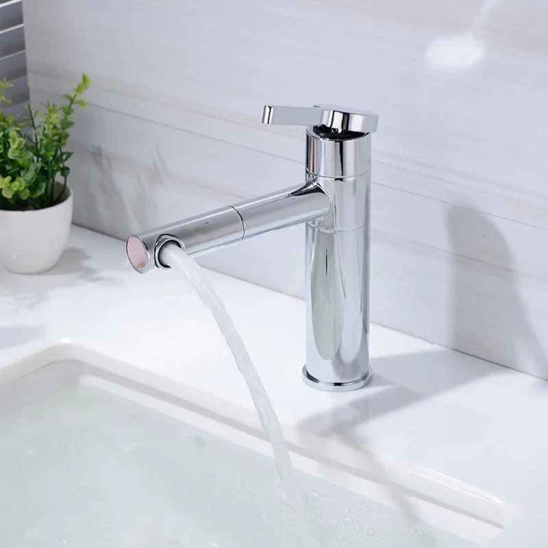 

Латунный Смеситель для раковины, черный поворотный кран с двойным положением, для горячей и холодной воды, высокий и короткий кран