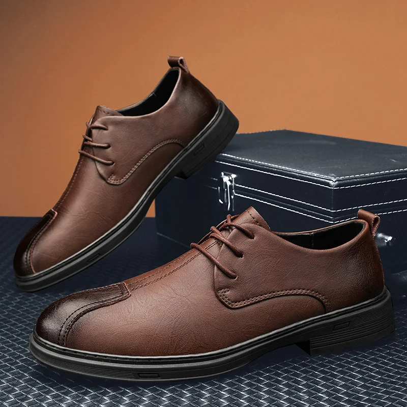 

Мужские кожаные туфли в британском стиле Gene, Повседневные Удобные деловые туфли для взрослых, в итальянском стиле, большие размеры