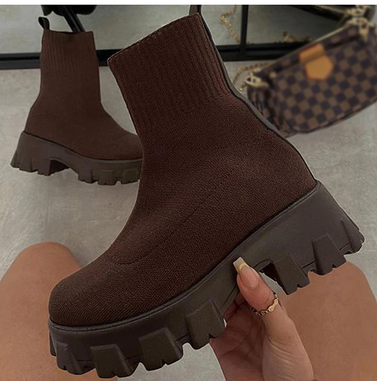 Thick Sole Boots Ladies Comfort Mesh Ankle Boots Spring Autumn Outdoor Fashion Casual Boots Light Sports Boots Zapatos De Mujer