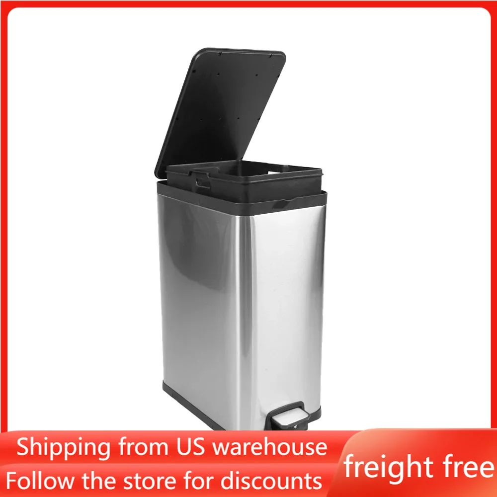 

3.9 Gallon Trash Stainless Steel Kitchen Trash Can With Lid Free Shipping Bucket Garbage Cans Home Supplies Dustbin Bathroom Bin