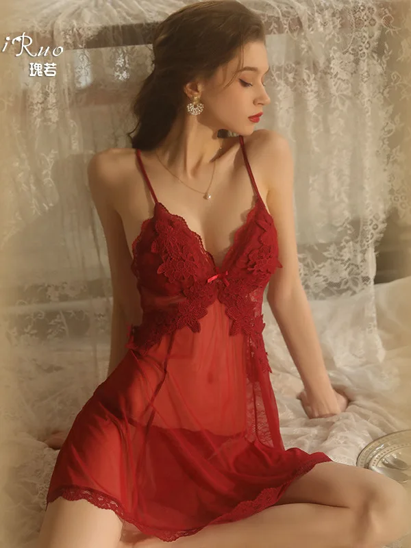 

TVVOVVIN новое модное сексуальное нижнее белье сексуальное Глубокий V-образный вырез очаровательное нежное Низкий вырез открытая спина подтяжки Женская домашняя одежда платье OGFB