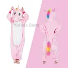 Пижама Кигуруми для девочек с розовым единорогом, комплект пижам в виде животного, костюм для косплея, зимний теплый мягкий фланелевый комбинезон, детская одежда для вечеринки