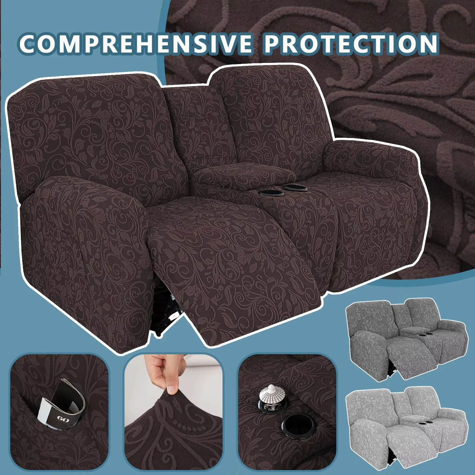 Противоскользящие жаккардовые чехлы на диван 1/2 места