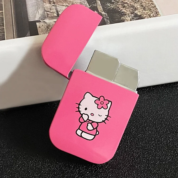 KT Cat Lighter Pink Flame High Value Windproof Home Cute Net Celebrity Girl Ultra-thin Cigarette