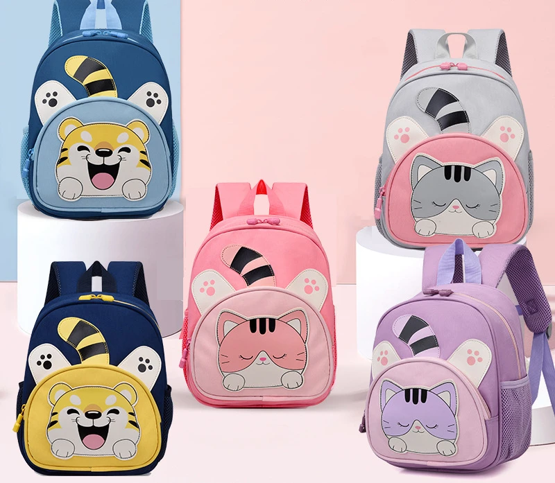 Cute Cartoon Fashion Kitten Children's Waterproof School Bag Kindergarten Backpack 2-5 Years Old Boys and Girls Backpacks