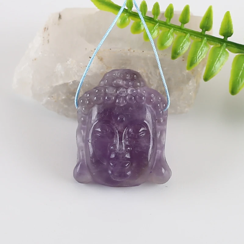Оптовая продажа натуральный камень аметист голова Будды резной кулон бисер