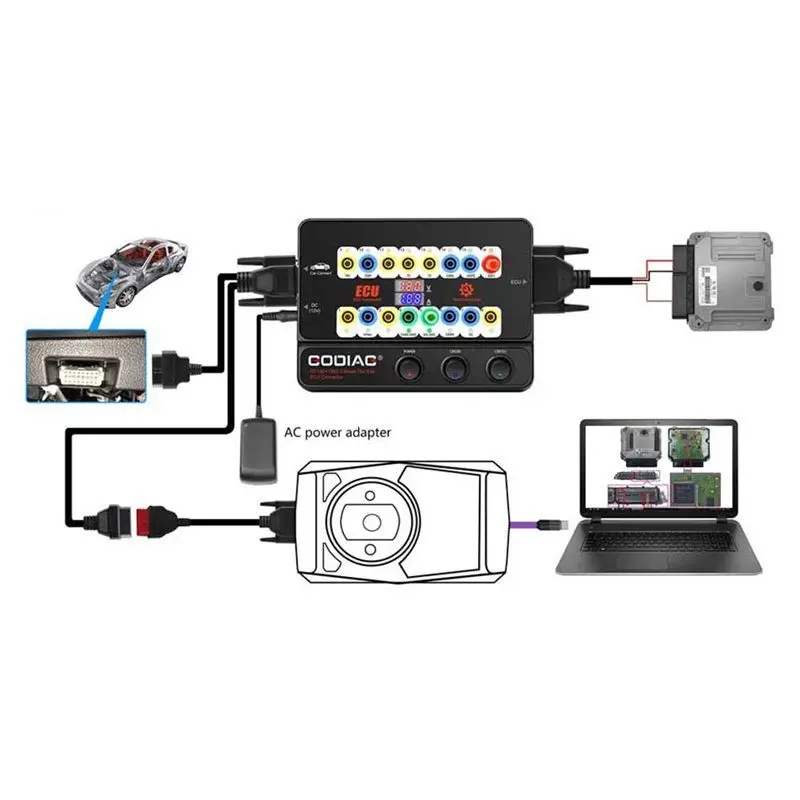 Фото GODIAG GT100+ OBDII Breakout Box: Коннектор для ЭБУ с поддержкой CANBUS и отображением электронного тока, вилка стандарта США №5