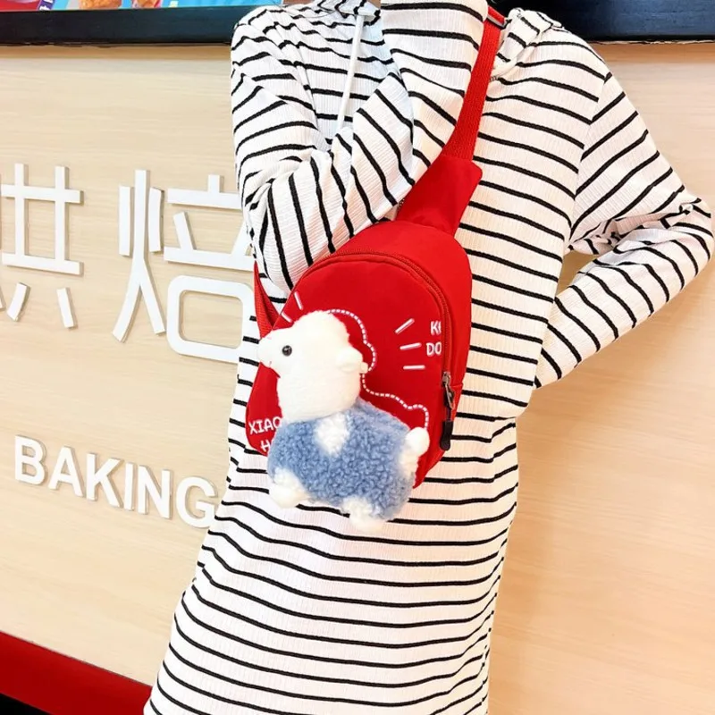 

Boys And Girls Cute Zero Wallet New Cartoon Children One Shoulder Messenger Bag Canvas Backpacks Alpaca Purse Plush Toys