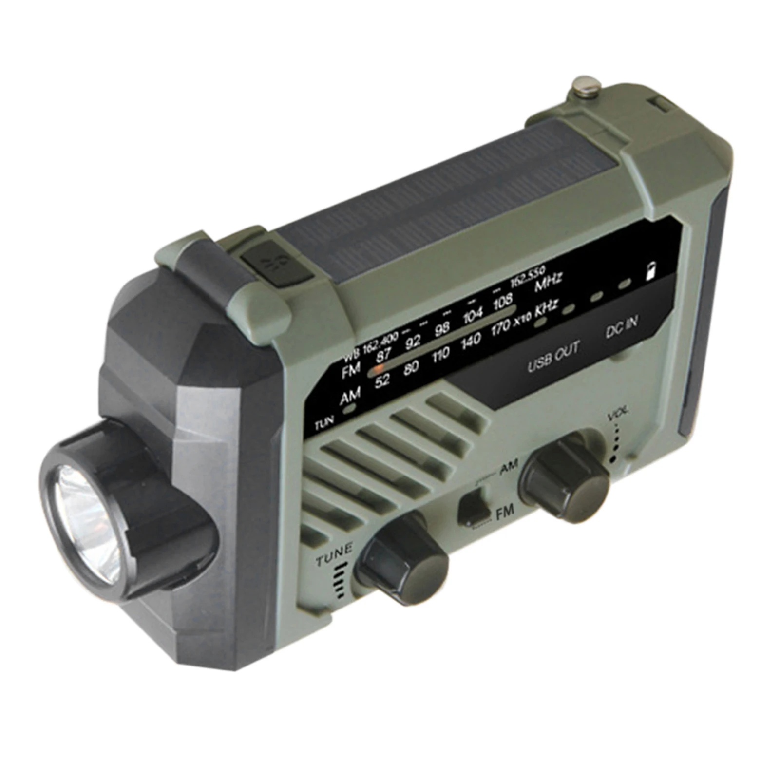 multi functional solar hand crank emergency flashlight noaa amfm radio sos alarm 2000mah power bank for cell phone reading lamp free global shipping