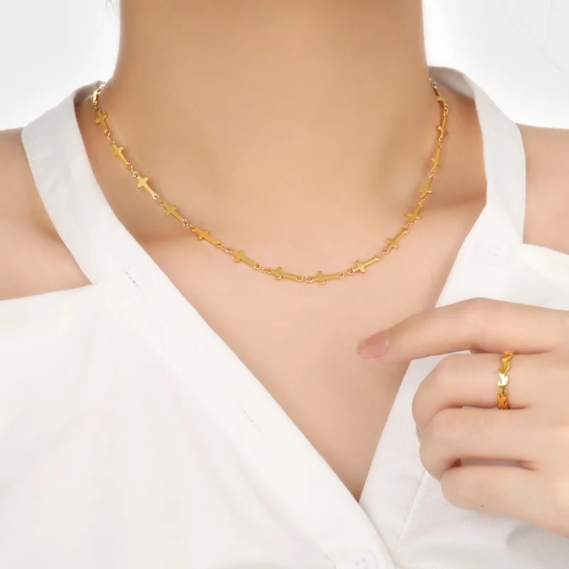 Ожерелье С Геометрическим Крестом Ручной Вышивки Стильный Вечерний Аксессуар