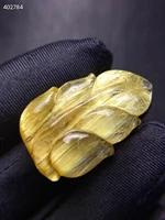 natural gold rutilated quartz leaf pendant 33x21x8mm necklace carved gold rutilted 18k gold women men jewelry aaaaaaa