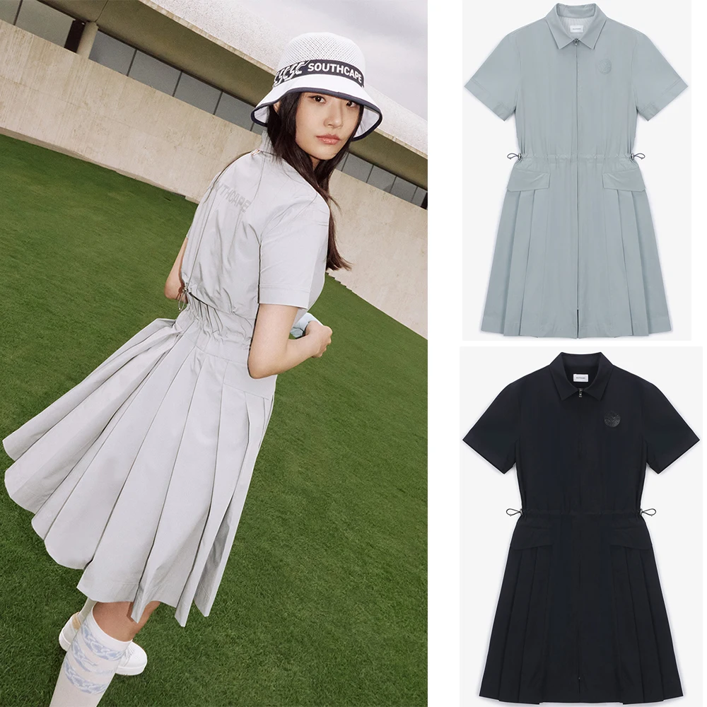 

Женское платье для гольфа с отложным воротником и коротким рукавом
