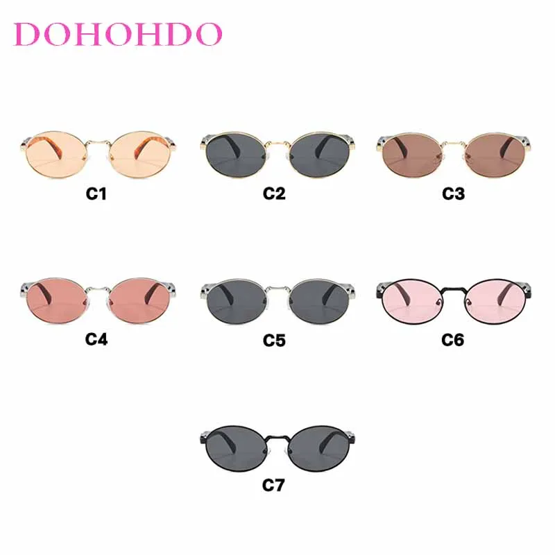 DOHOHDO маленькие овальные металлические солнцезащитные очки женские 2024 элитный