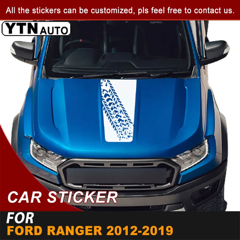 

Для Ford Ranger 2012-2015 2016 2017 2018 2019 крышка капота Автомобильная наклейка шины треки полоса графическая виниловая наклейка аксессуары