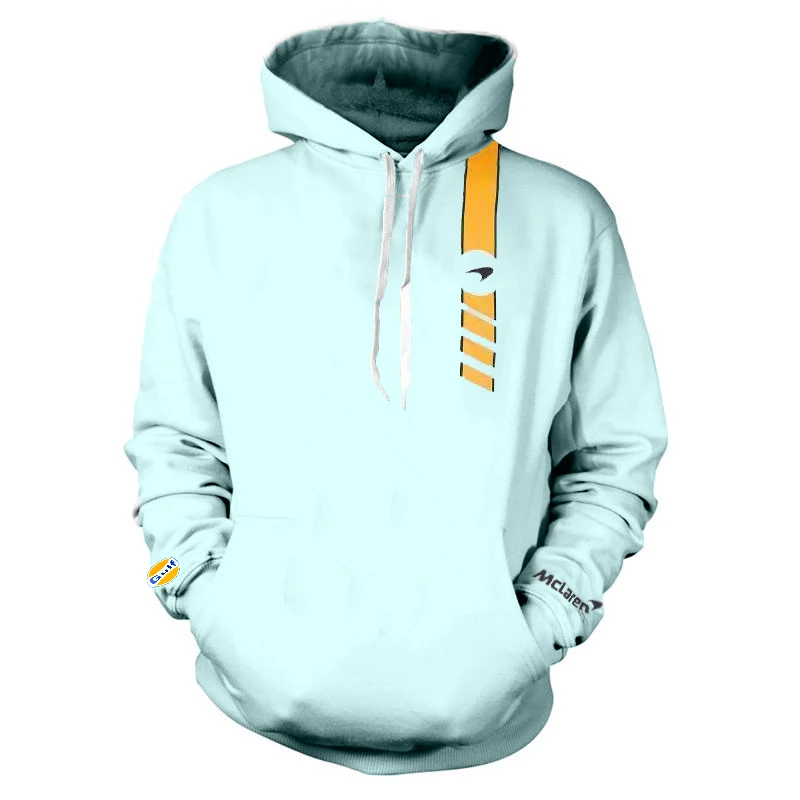 

McLaren F1 Team short-sleeved racing fan hoodie, blue driver theme commemorative hoodie, Gulf Oil brand, summer